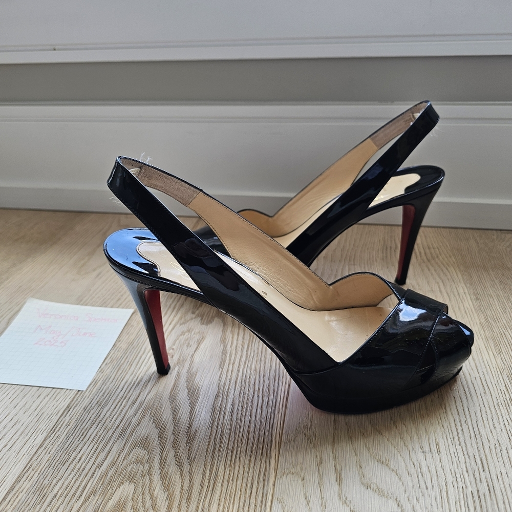 Christian Louboutin Elegant Black Slingback Heels Size 41